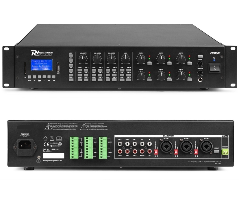 6zonen_Verstaerker_mit_BT_USB_88-404-00510_2024 ELA Verstärker 360W 6-Zonen Audio-Matrix 6-Endstufen 5x60W je 100V oder 4-8ohm Ausgang BT USB Player