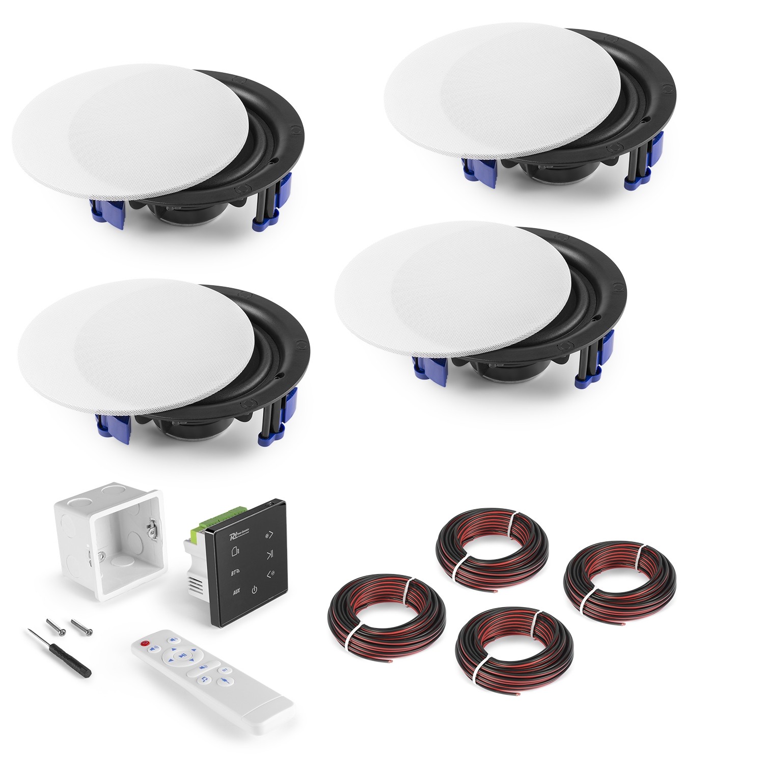 88-450-07080_Badradio_Verstaerker_mit_USB_BT_Bild01 Badradio Küchenradio Verstärker 2x40W mit Bluetooth USB mit 4x 210mm Deckenlautsprecher Fernbedien